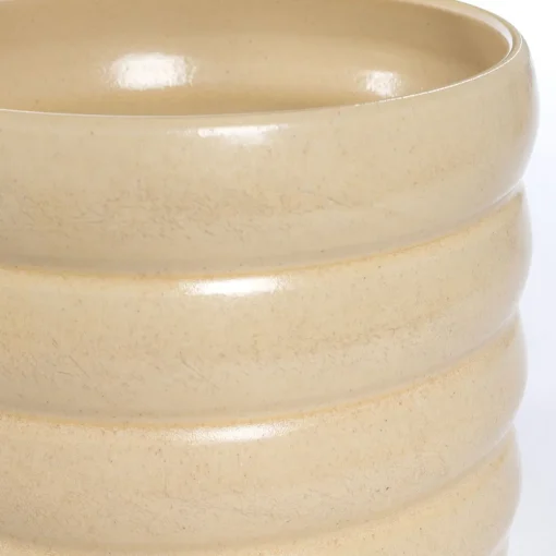 Vaso de cerâmica ondulado bege 19,5cm