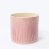 Vaso de cerâmica raiado rosa 14,5cm