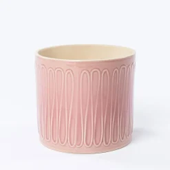 Vaso de cerâmica raiado rosa 14,5cm