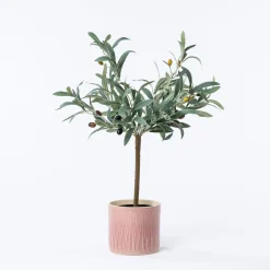 Vaso de cerâmica raiado rosa 14,5cm