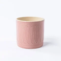 Vaso de cerâmica raiado rosa 11cm