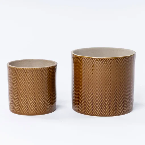 Vaso de cerâmica ZIG ZAG caramelo esverdeado 11cm