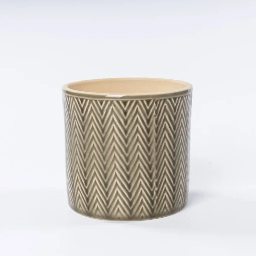 Vaso de cerâmica ZIG ZAG verde seco 11cm
