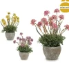 Vaso de cimento com flor e planta artificial 38cm