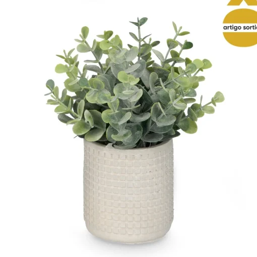 Vaso De Cimento Com Flores Artificiais 20cm