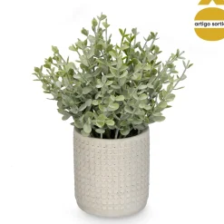 Vaso De Cimento Com Flores Artificiais 20cm