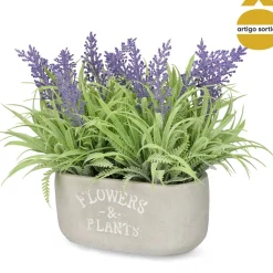 Vaso De Cimento Com Lavanda Artificial