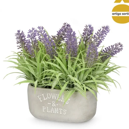 Vaso De Cimento Com Lavanda Artificial