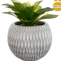 Vaso de cimento com planta artificial 17cm
