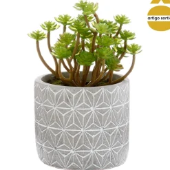 Vaso de cimento com planta artificial 17cm