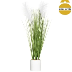 Vaso de cimento com plumas 68cm