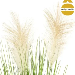 Vaso de cimento com plumas 68cm