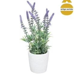 Vaso de cimento lavanda artificial 36cm