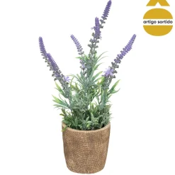 Vaso de cimento lavanda artificial 36cm