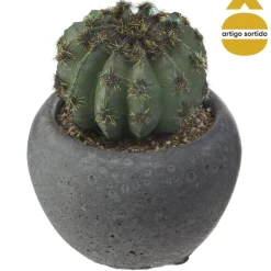 Vaso de cimento preto com cato 8cm