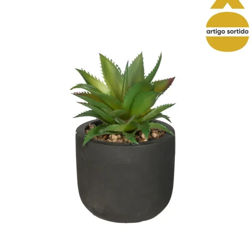 Vaso de cimento preto com planta 20cm