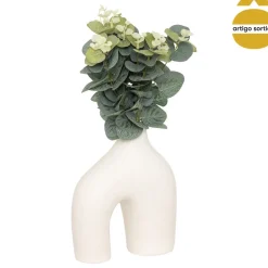 Vaso de eucalipto SUZA branco de cerâmica 37cm