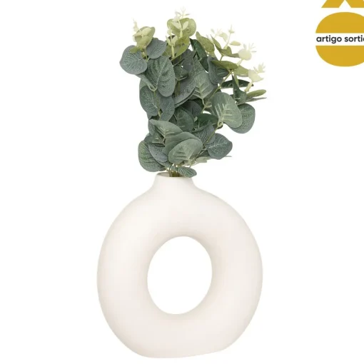 Vaso de eucalipto SUZA branco de cerâmica 37cm
