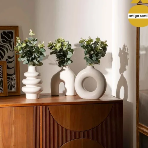 Vaso de eucalipto SUZA branco de cerâmica 37cm