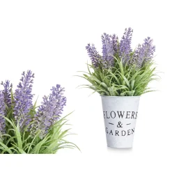 Vaso de metal com lavanda artificial 22cm
