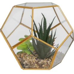 Vaso de vidro com planta 14cm