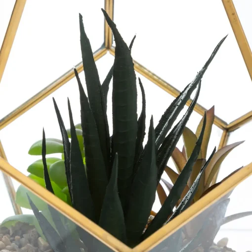 Vaso de vidro com planta 14cm