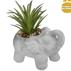 Vaso elefante com planta artificial 10cm