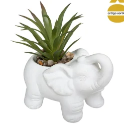 Vaso elefante com planta artificial 10cm