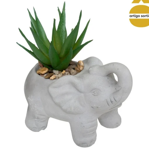 Vaso elefante com planta artificial 10cm
