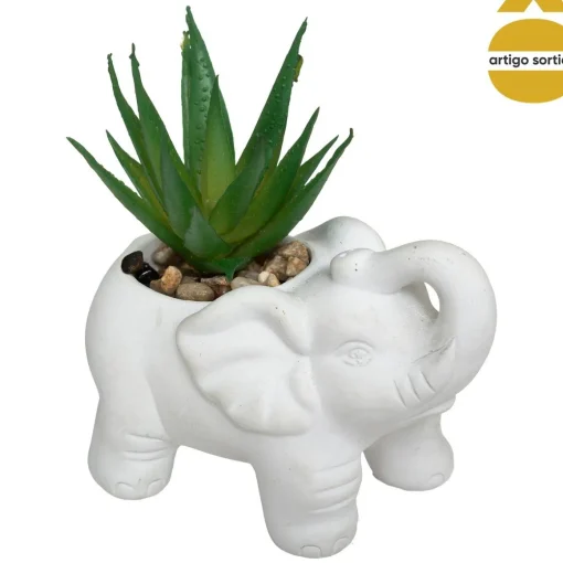 Vaso elefante com planta artificial 10cm