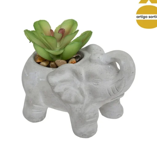 Vaso elefante com planta artificial 10cm