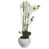 Vaso em cerâmica branco com orquídea artificial