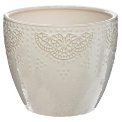 Vaso em cerâmica decorado com relevo