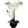 Vaso em cerâmica preto com orquidea artificial