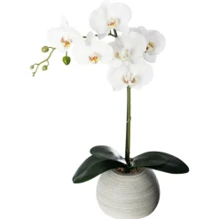 Vaso em cimento com orquídea artificial