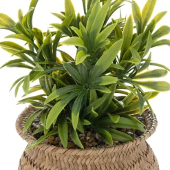Vaso em ráfia com planta artificial