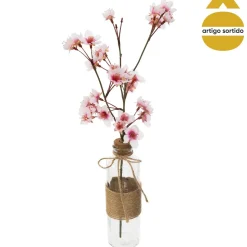 Vaso em vidro com flôr cerejeira 48cm