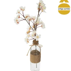 Vaso em vidro com flôr cerejeira 48cm