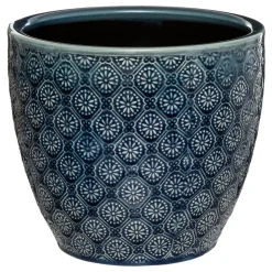 Vaso flor azul em cerâmica 18cm