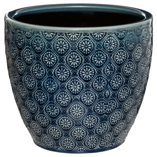 Vaso flor azul em cerâmica 18cm