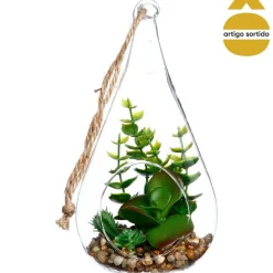 Vaso GOTA suspenso com planta 19,5cm