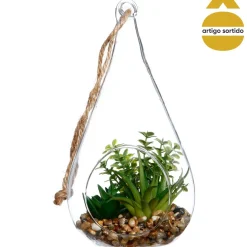 Vaso GOTA suspenso com planta 19,5cm