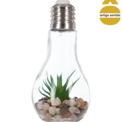 Vaso lâmpada led suspenso com cacto