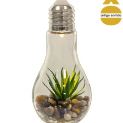 Vaso lâmpada led suspenso com cacto