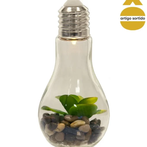 Vaso lâmpada led suspenso com cacto