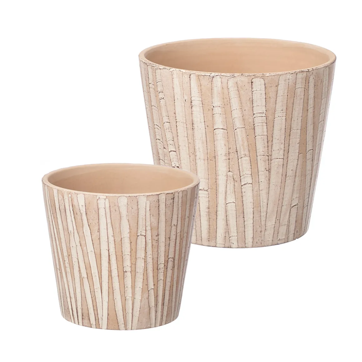 Vaso rosa em cerâmica efeito madeira 25cm