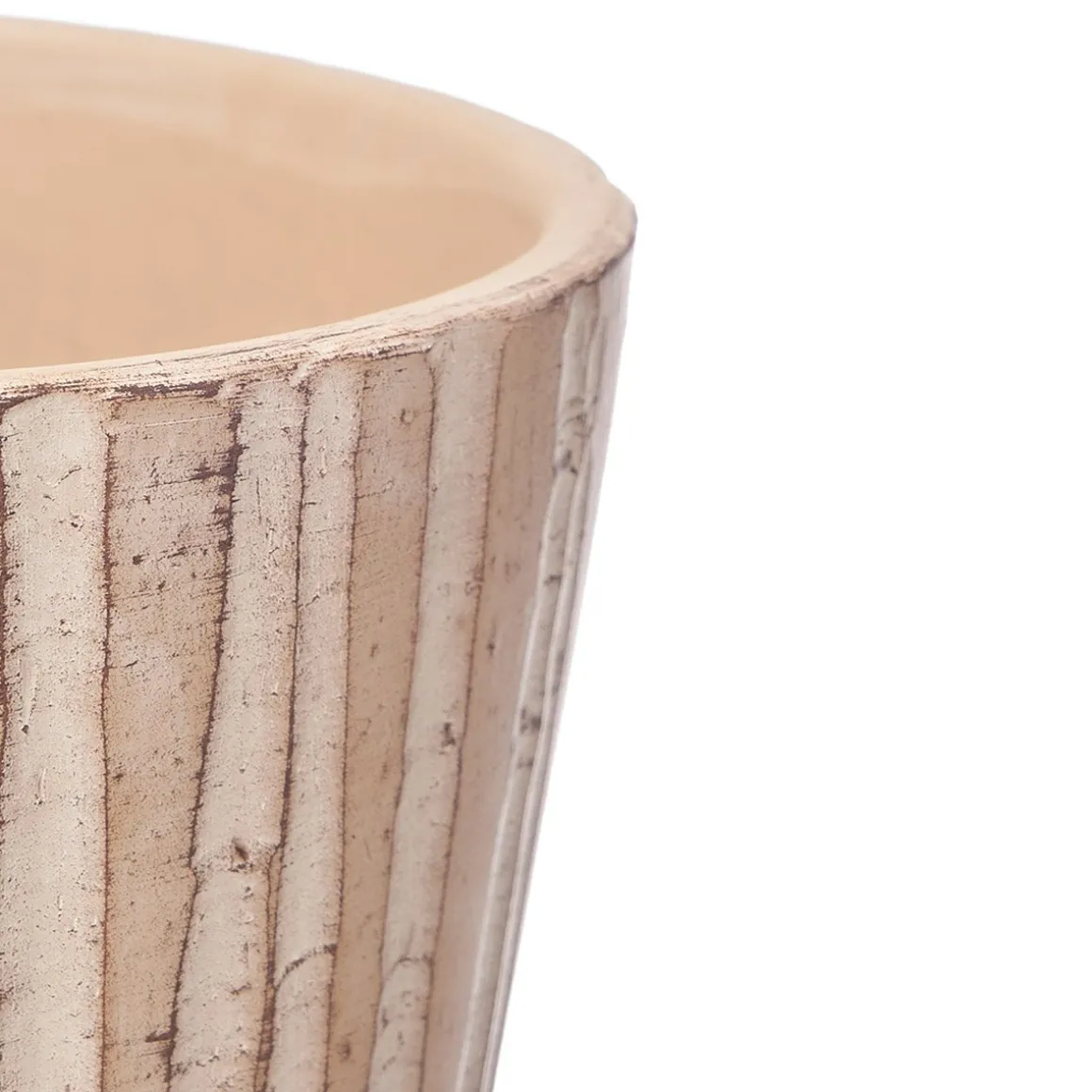 Vaso rosa em cerâmica efeito madeira 25cm