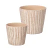 Vaso rosa em cerâmica efeito madeira 20cm