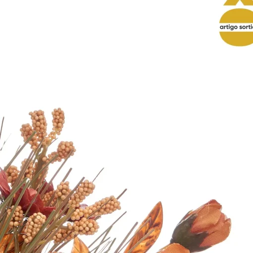Vaso saco em ráfia com flores artificiais