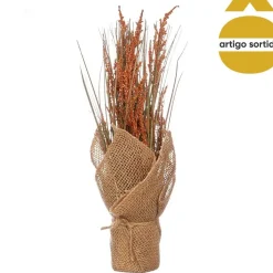 Vaso saco em ráfia com planta artificial